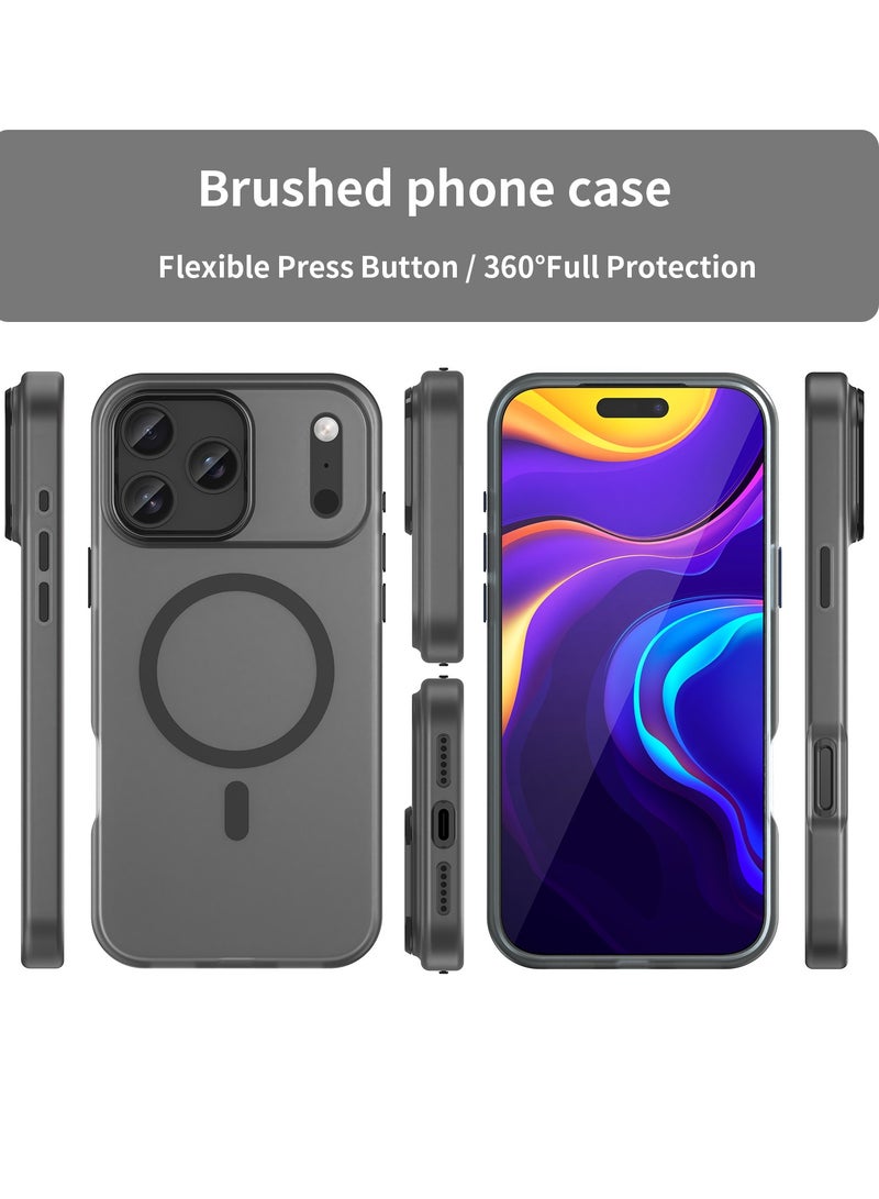 Abania iPhone 17 Pro Case MagSafe Compatible,Military Grade Drop Protection, Never Yellow Translucent Matte Black, Anti-Fingerprint Slim Apple 17 Pro Cover,Black - Image 2