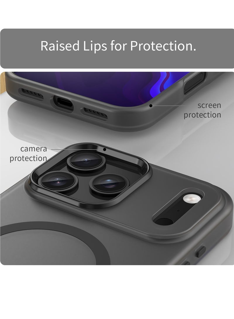 Abania iPhone 17 Pro Case MagSafe Compatible,Military Grade Drop Protection, Never Yellow Translucent Matte Black, Anti-Fingerprint Slim Apple 17 Pro Cover,Black - Image 5