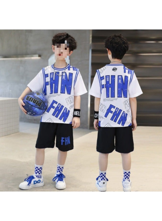 Song Feng Ya Boys Summer Short-sleeved Vest Shorts Sports Suit Children's Jersey Quick-drying Clothes Team Clothes Basketball Suit - Image 1