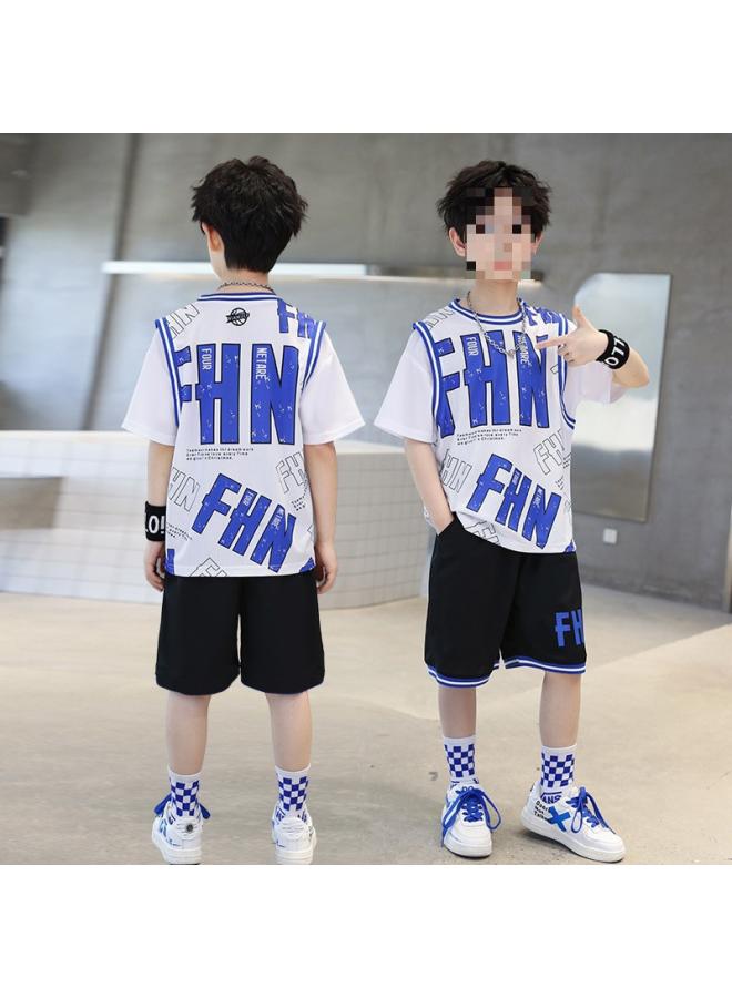 Song Feng Ya Boys Summer Short-sleeved Vest Shorts Sports Suit Children's Jersey Quick-drying Clothes Team Clothes Basketball Suit - Image 3