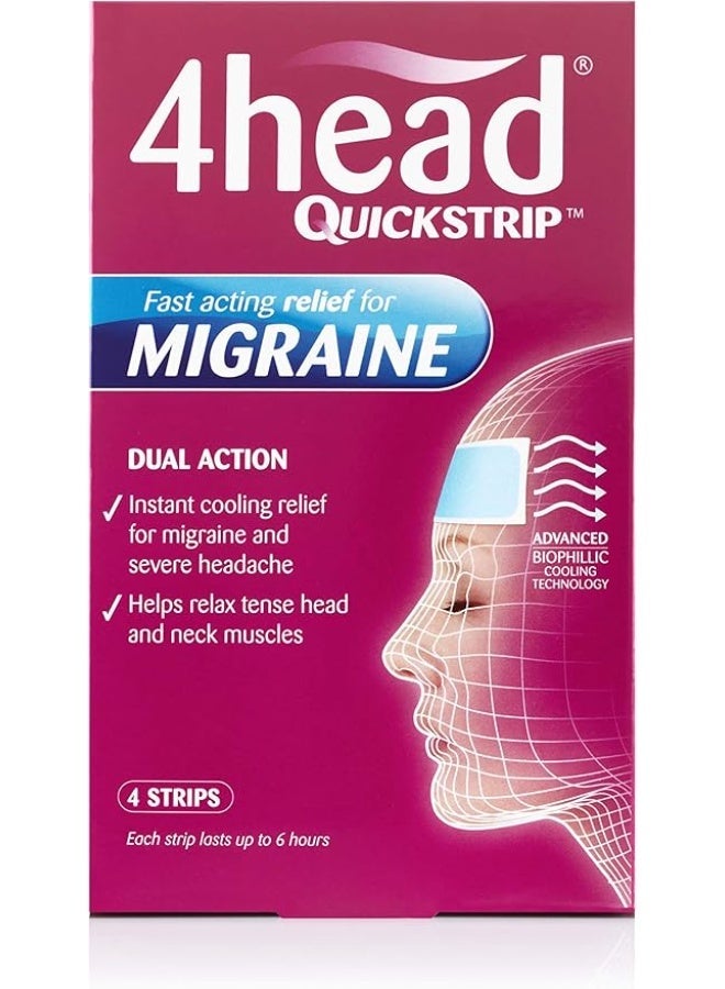 4Head Quickstrip Headache and Migraine Relief Strips - Pack of 4 - Image 1
