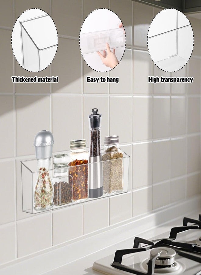 FMOACEN 2 Pack Spice Rack, Wall Mounted Storage Organizer Bins, Clear Plastic Seasoning Jars Rack Condiment Bottles Shelf Removable Makeup Organizer for Kitchen Cabinet Doors Pantry RV Organization - Image 3
