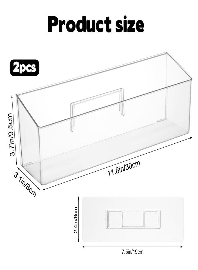 FMOACEN 2 Pack Spice Rack, Wall Mounted Storage Organizer Bins, Clear Plastic Seasoning Jars Rack Condiment Bottles Shelf Removable Makeup Organizer for Kitchen Cabinet Doors Pantry RV Organization - Image 2