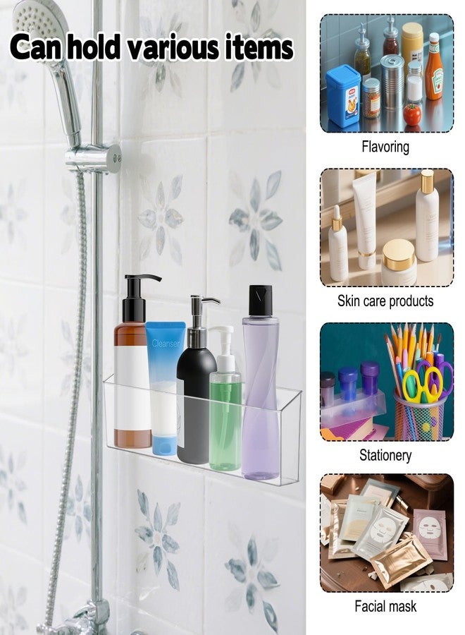 FMOACEN 2 Pack Spice Rack, Wall Mounted Storage Organizer Bins, Clear Plastic Seasoning Jars Rack Condiment Bottles Shelf Removable Makeup Organizer for Kitchen Cabinet Doors Pantry RV Organization - Image 4