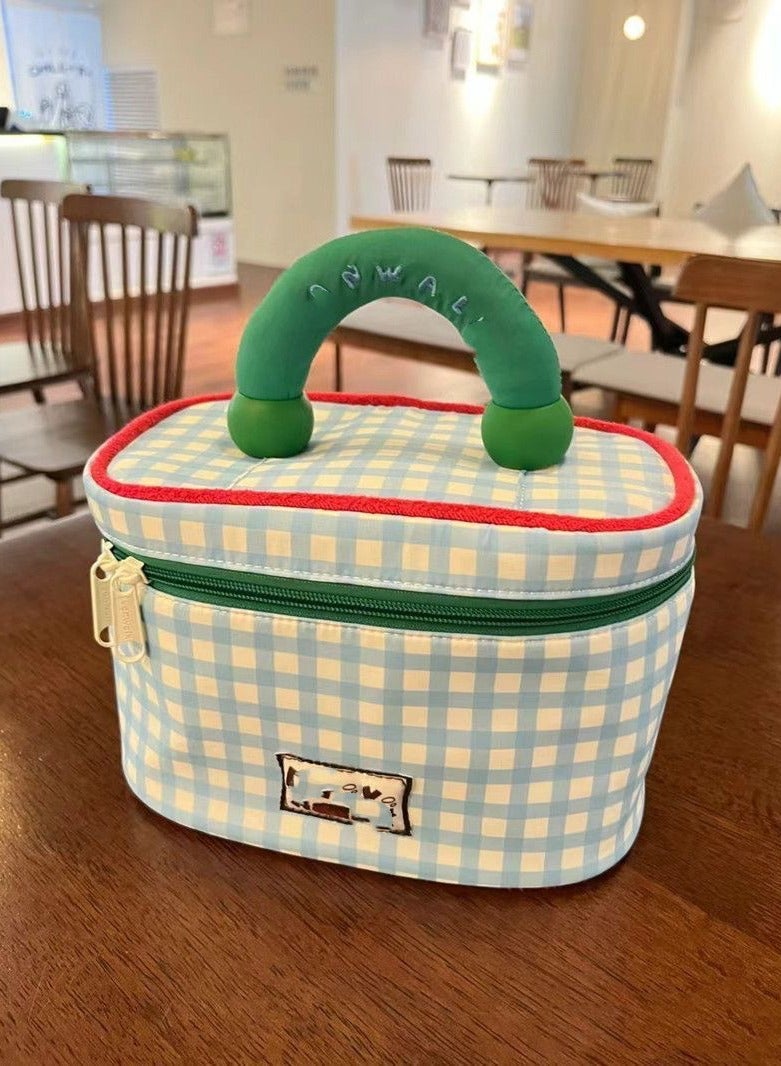 general Cute girl portable cylindrical cosmetic bag travel portable large capacity storage bag (20*7*15cm) - Image 1