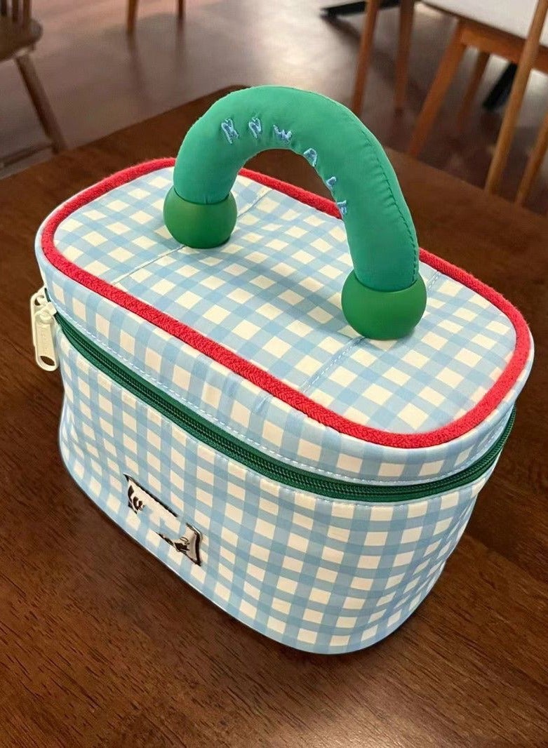 general Cute girl portable cylindrical cosmetic bag travel portable large capacity storage bag (20*7*15cm) - Image 2