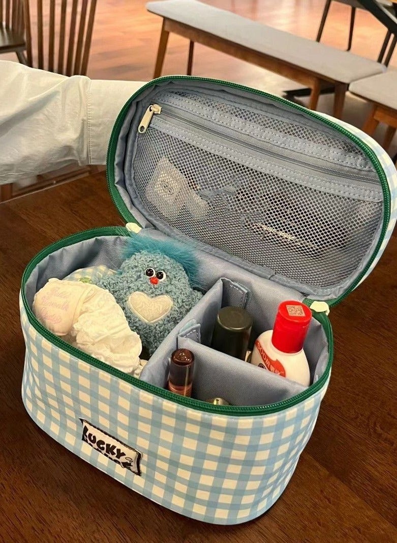 general Cute girl portable cylindrical cosmetic bag travel portable large capacity storage bag (20*7*15cm) - Image 3