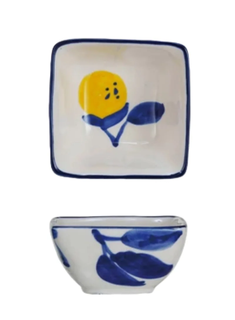 The Saffron Souk Mediterranean Lemon Hand-Painted Stoneware Dish