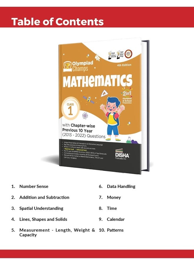 Olympiad Champs Mathematics Class 1 with Chapter-wise Previous 10 Year (2013 - 2022) Questions 4th Edition | Complete Prep Guide with Theory, PYQs, Past & Practice Exercise |