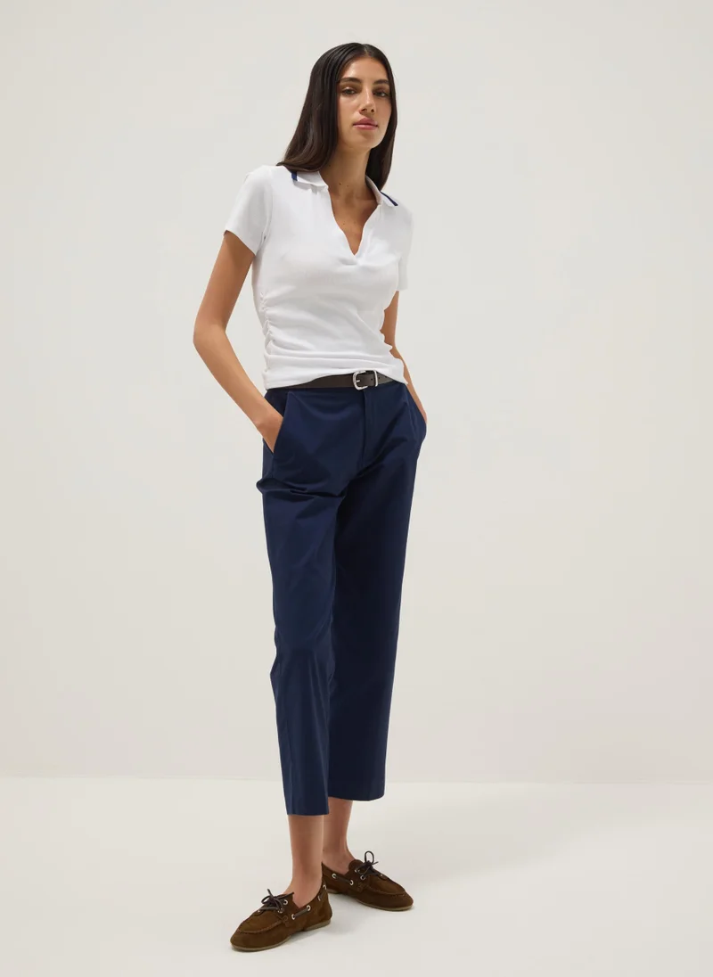 او في اس OVS Blue Regular-Fit Pure Cotton Chino Trousers