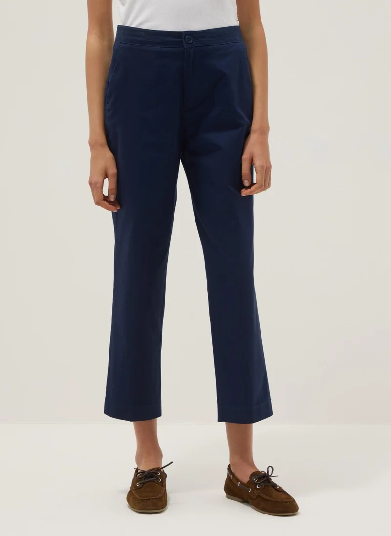 او في اس OVS Blue Regular-Fit Pure Cotton Chino Trousers