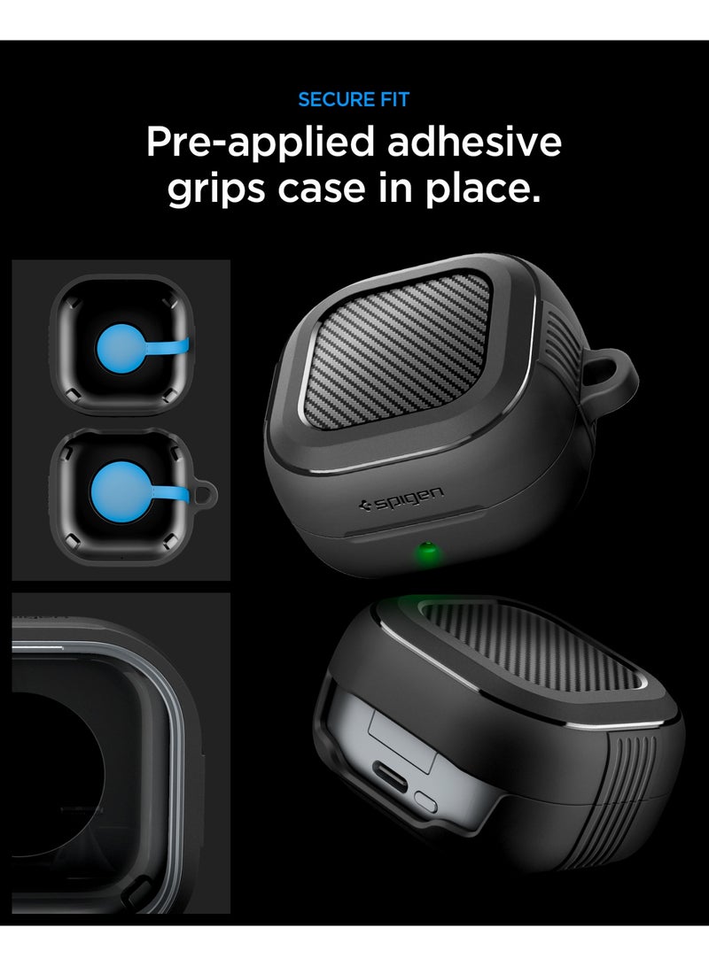 Spigen Rugged Armor Samsung Galaxy Buds4 / Buds 4 Pro Case Shockproof Protective Cover with Carabiner (2026) - Matte Black - Image 5