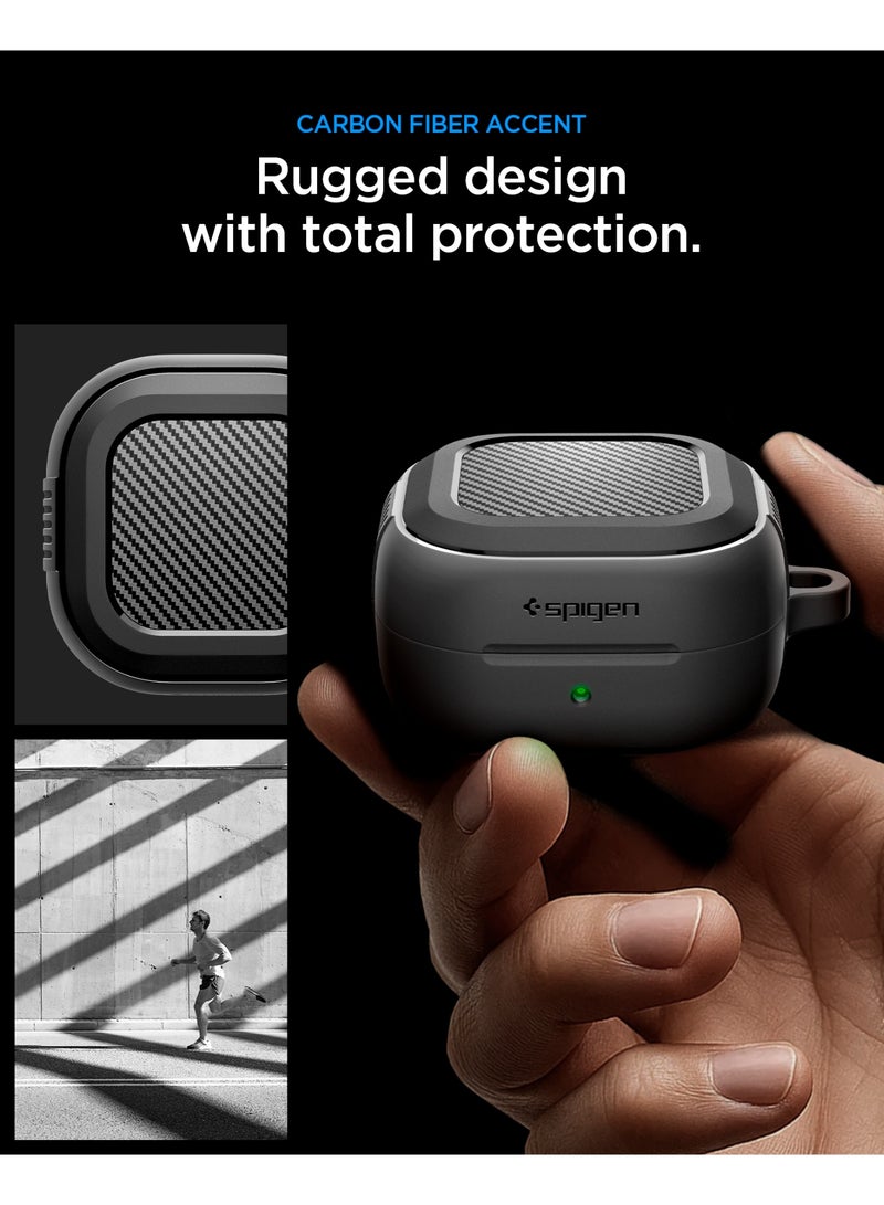 Spigen Rugged Armor Samsung Galaxy Buds4 / Buds 4 Pro Case Shockproof Protective Cover with Carabiner (2026) - Matte Black - Image 3