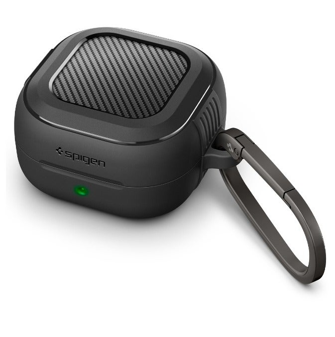 Spigen Rugged Armor Samsung Galaxy Buds4 / Buds 4 Pro Case Shockproof Protective Cover with Carabiner (2026) - Matte Black - Image 1