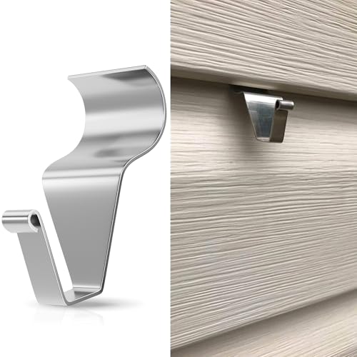 MIUKAA Vinyl Siding Hooks (4-Pack), Stainless Steel No Hole No Damage Siding Clips Hangers for Hanging Outdoor, Hooks for Outdoor String Lights, Patio Decor, Front Porch Decor, Wreath Decor - Image 1