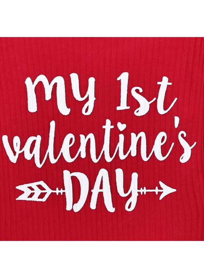 FOCUTEBB My Fisrt Valentine Outfit Infant Baby Girl Valentines Outfits Baby Girl Clothes Cute Denim Skirt Set 0-18 Months, Red, 9-12 months - Image 5