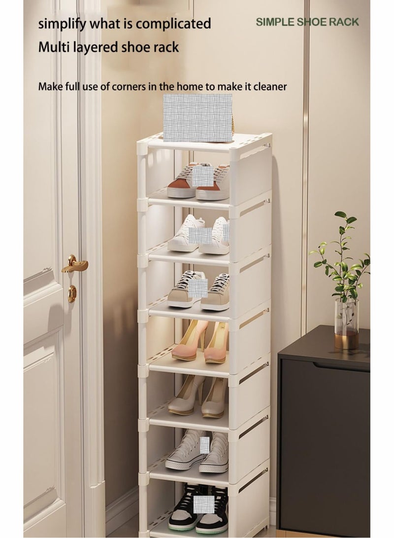 XiuWoo 8 Tiers Freestanding Shoe Cabinet Organizer with Open Storage, Shoe Cabinet for Entryway, Shoe Rack with Adjustable Shelves for Entryway, White, 42x26x124cm - Image 5