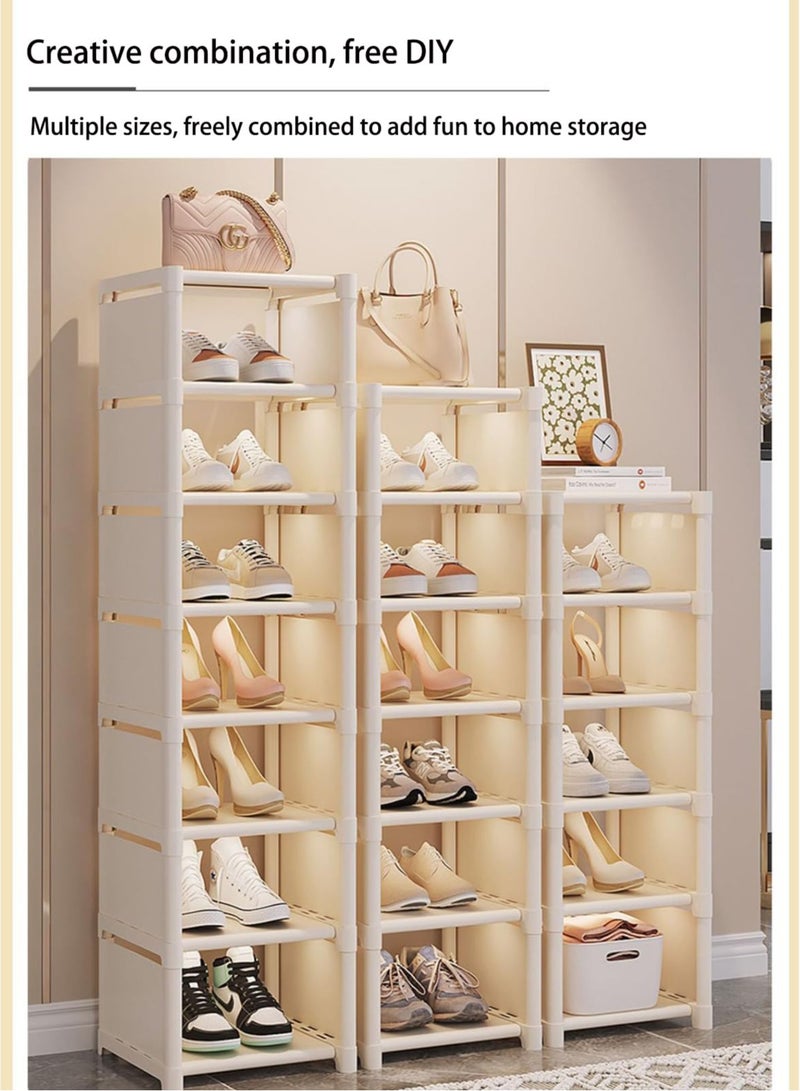 XiuWoo 8 Tiers Freestanding Shoe Cabinet Organizer with Open Storage, Shoe Cabinet for Entryway, Shoe Rack with Adjustable Shelves for Entryway, White, 42x26x124cm - Image 4