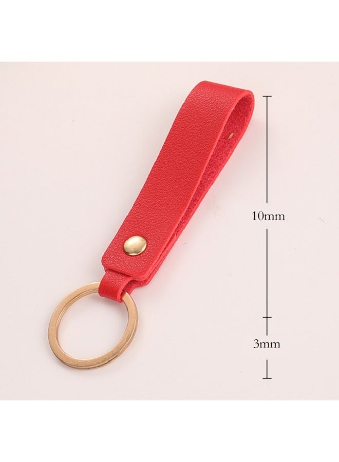 Generic Soft PU Leather Key Chains for Friends Colorful Simple Blank Keyring Pendant Short Style Car Keychain Accessories Keys Storage-Color:Blue - Image 5