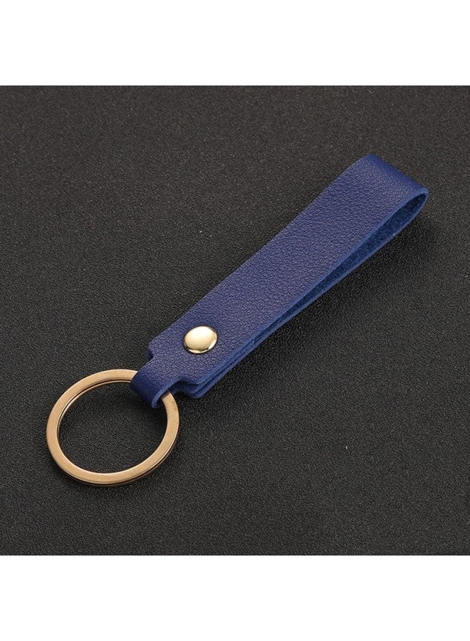 Generic Soft PU Leather Key Chains for Friends Colorful Simple Blank Keyring Pendant Short Style Car Keychain Accessories Keys Storage-Color:Blue - Image 1