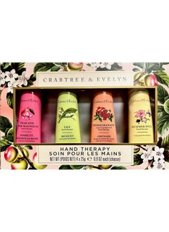 Crabtree & Evelyn Hand Therapy 4-Pack (0.9 oz Each) (Pear/Pink Magnolia, Lily, Pomegranate, Summer Hill) 