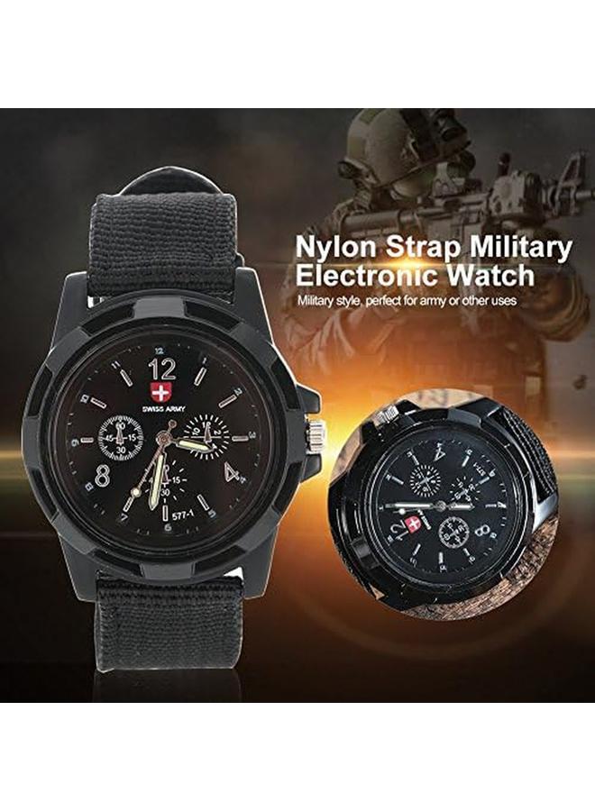 Excefore Men's Military Watch Durable Men's Watch Outdoor Sports Watch Daily Wear Wristwatch Analogue Quartz Wrist Watche Timepiece With Nylon Band Gift For Him Graduation Gift For Men - Image 4