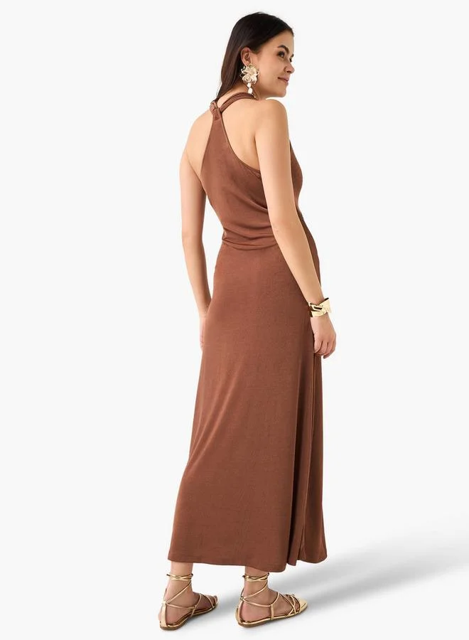 Splash FAV Knot Detail Sleeveless Dress with Halter Neck