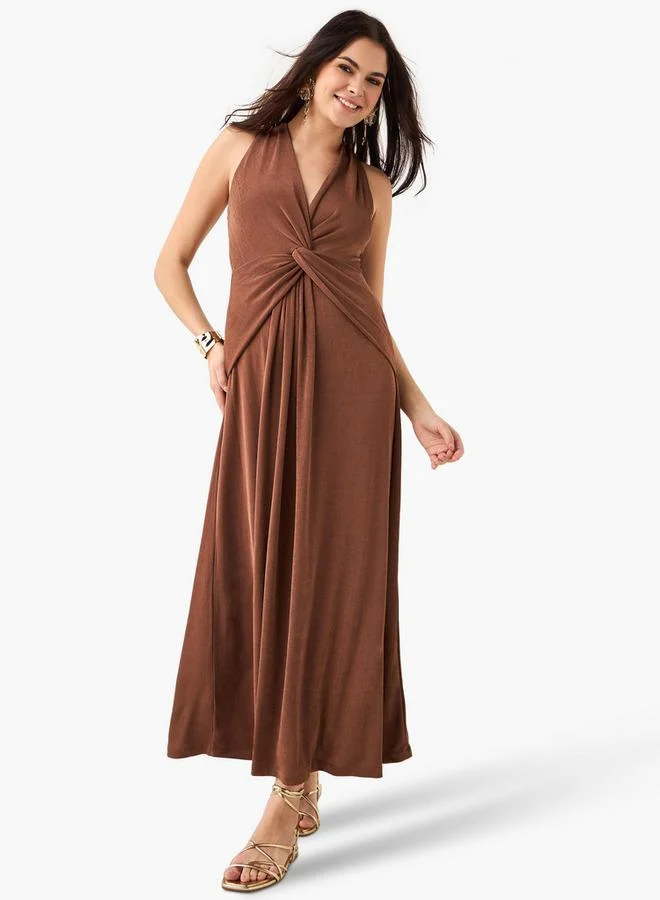 Splash FAV Knot Detail Sleeveless Dress with Halter Neck