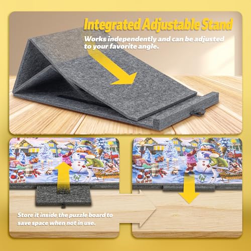 Tektalk Jigsaw Puzzle Table with Integrated Adjustable StandBracket 3TiltingAngle Super Lightweight Felt Puzzle Plateau Board with Cover 4 Sorting Drawers for Up to 1000 Pieces Gray - Image 5