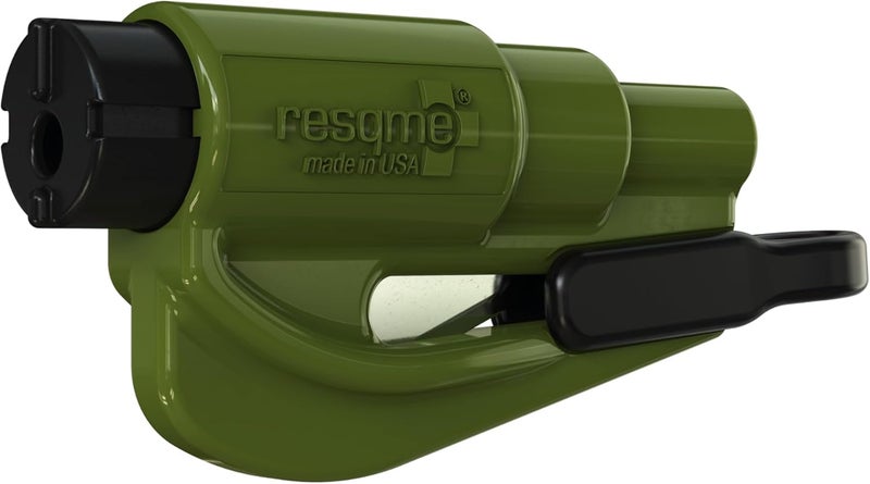RESQME The Original Emergency Keychain Car Escape Tool, 2-in-1 Seatbelt Cutter and Window Breaker, Made in USA, Army Green - Compact Emergency Hammer - Image 1
