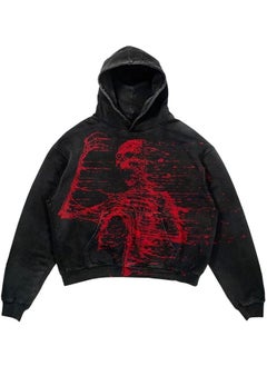 New Hiphop Green Zip Hoodie Men Urban Harajuku Anime Print Long Sleeve 2 Wash old hoodies