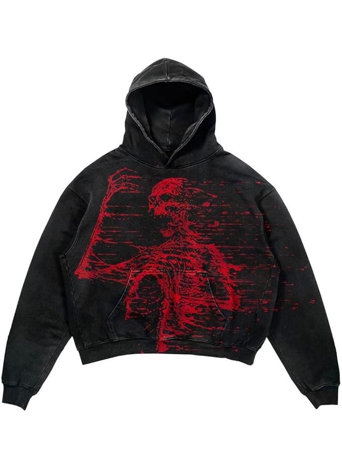 Generic - New Hiphop Green Zip Hoodie Men Urban Harajuku Anime Print Long Sleeve 2 Wash old hoodies - Image 1