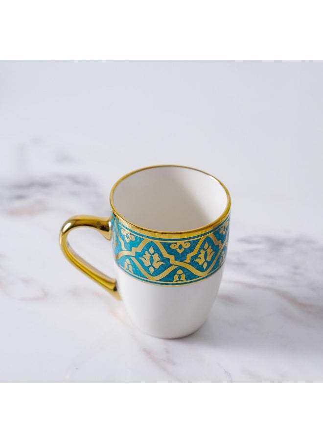 DANUBE HOME Zahra Mug Classic Drinking Cups with Handles Mugs for Cappuccino Espresso Latte Cocoa Milk Tea Mug DIY Gifts Blue, Gold 350ml  - Image 3