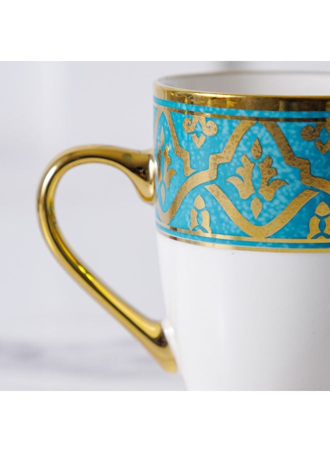 DANUBE HOME Zahra Mug Classic Drinking Cups with Handles Mugs for Cappuccino Espresso Latte Cocoa Milk Tea Mug DIY Gifts Blue, Gold 350ml  - Image 2