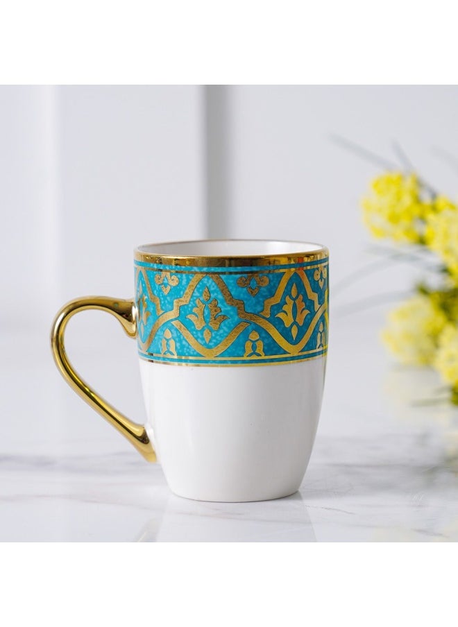DANUBE HOME Zahra Mug Classic Drinking Cups with Handles Mugs for Cappuccino Espresso Latte Cocoa Milk Tea Mug DIY Gifts Blue, Gold 350ml  - Image 1