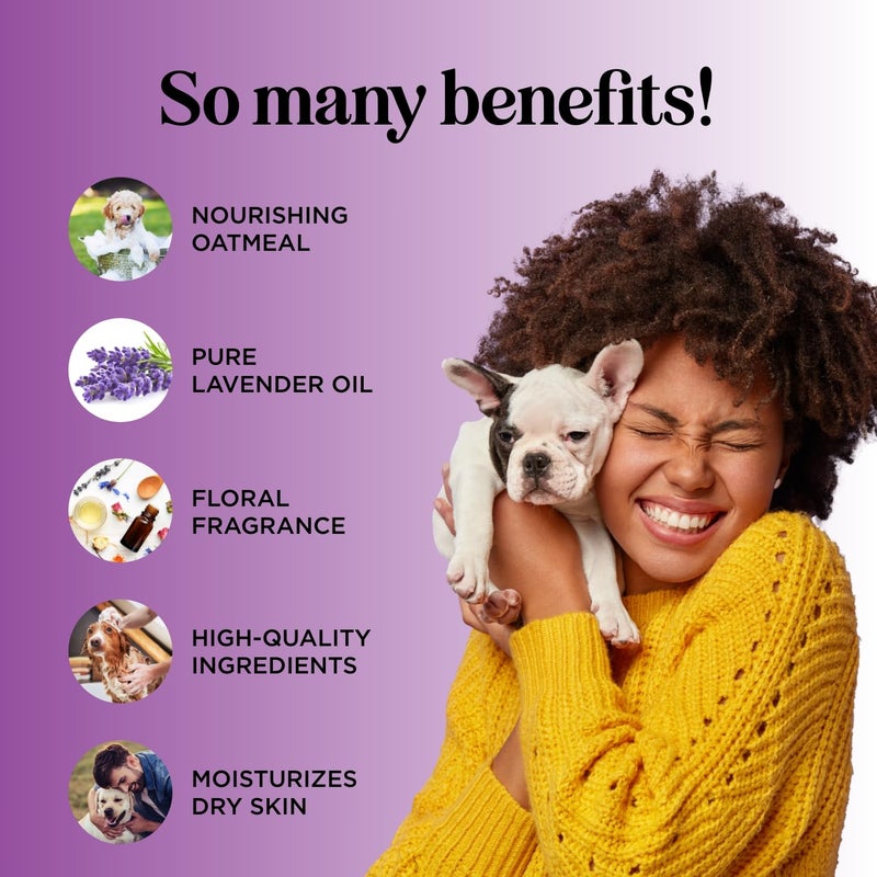 Honeydew Soothing Oatmeal Shampoo for Dogs - Cleansing and Moisturizing Aloe & Oatmeal Dog Shampoo for Smelly Dogs of all Ages & Breeds - Gentle Sulfate and Paraben Free Dog Wash Made in USA (Lavender Vanilla) - Image 3