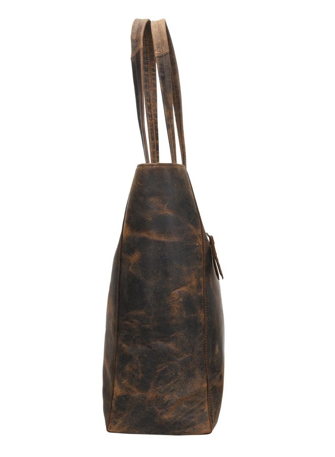 ANTONIO VALERIA Ava Distressed Brown Leather Tote/Top Handle Shoulder Bag for Women - Image 5