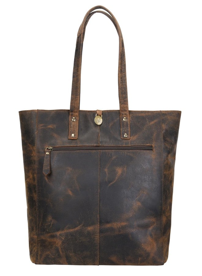 ANTONIO VALERIA Ava Distressed Brown Leather Tote/Top Handle Shoulder Bag for Women - Image 4
