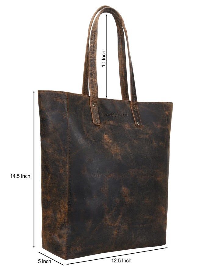 ANTONIO VALERIA Ava Distressed Brown Leather Tote/Top Handle Shoulder Bag for Women - Image 2