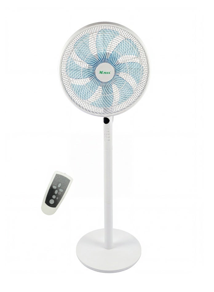 Vmax 14" Smart Pedestal Fan with Detachable Remote Control – 45W Quiet DC Motor, 8-Leaf High Velocity Blade, 1-4H Sleep Timer & 5 Speed Modes – Wide-Angle Oscillating Standing Fan for Home & Bedroom - Image 1