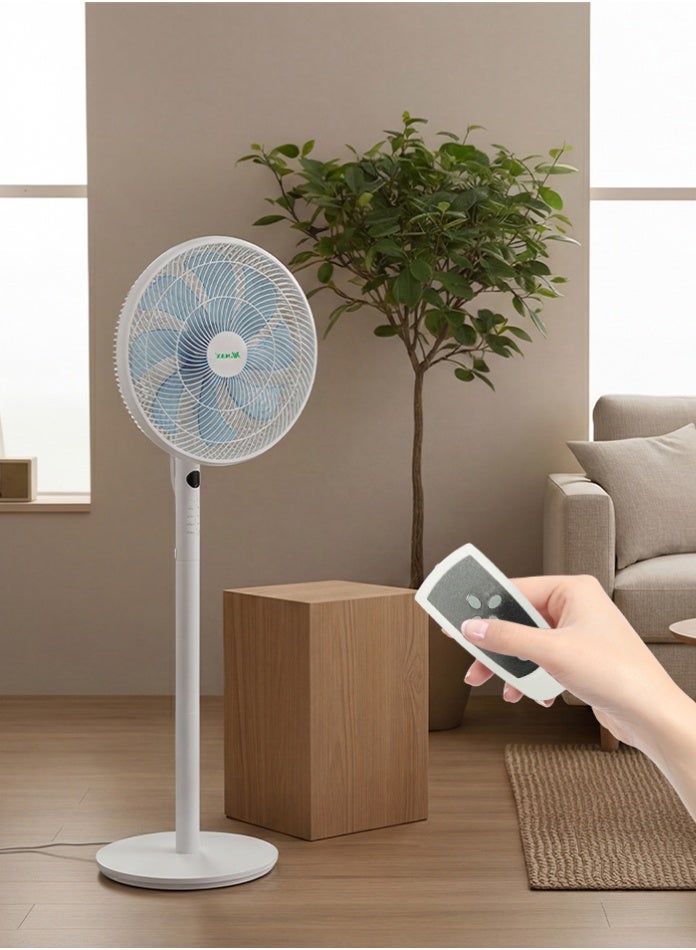 Vmax 14" Smart Pedestal Fan with Detachable Remote Control – 45W Quiet DC Motor, 8-Leaf High Velocity Blade, 1-4H Sleep Timer & 5 Speed Modes – Wide-Angle Oscillating Standing Fan for Home & Bedroom - Image 4