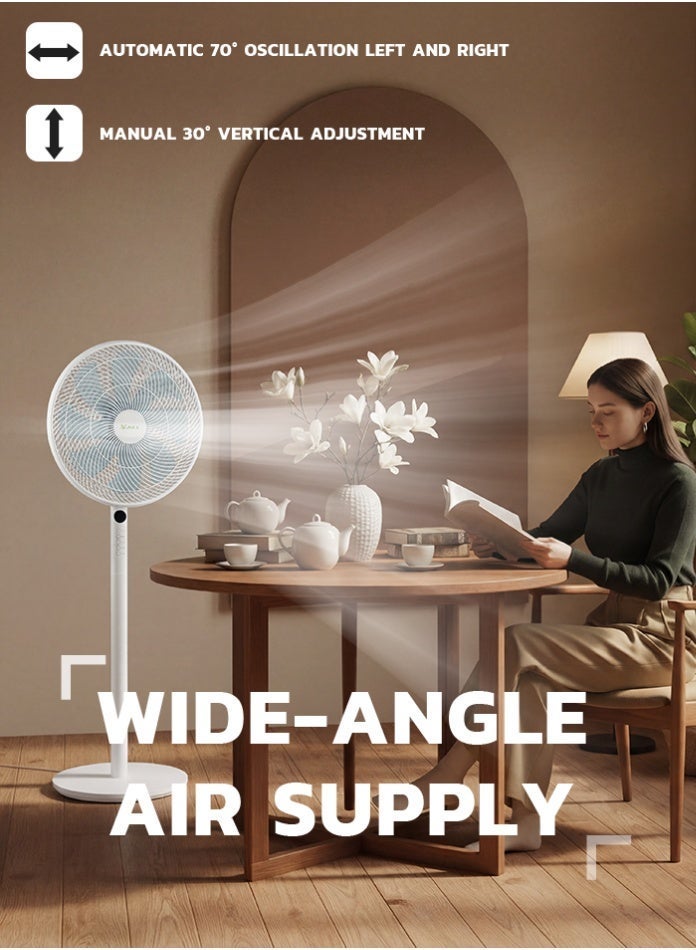 Vmax 14" Smart Pedestal Fan with Detachable Remote Control – 45W Quiet DC Motor, 8-Leaf High Velocity Blade, 1-4H Sleep Timer & 5 Speed Modes – Wide-Angle Oscillating Standing Fan for Home & Bedroom - Image 3