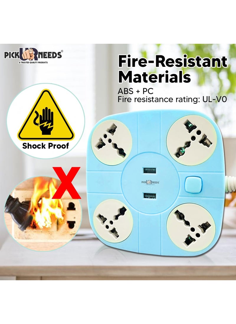 Pick Ur Needs Pick Ur Needs Extension/Cord/Board/Switch/Power Strip with 2 USB Charging Ports and 4 Socket - 10 Amp Heavy Duty for Multiple Devices Smartphone Tablet Laptop  - Image 4