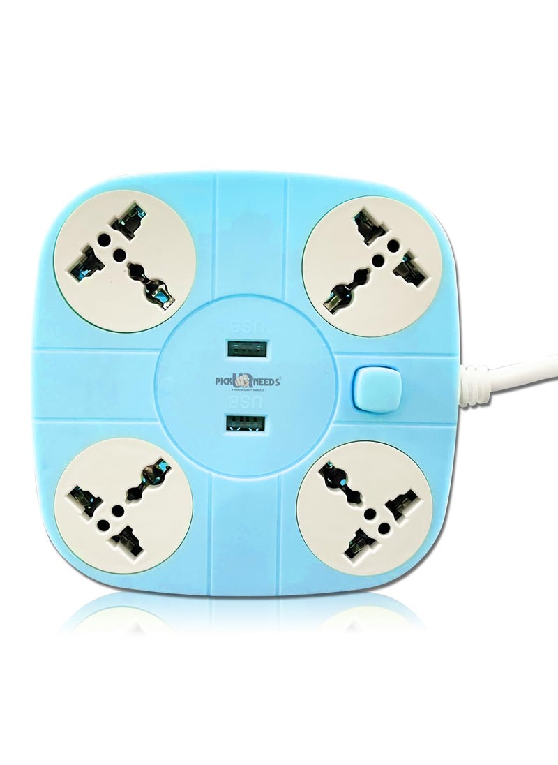 Pick Ur Needs Pick Ur Needs Extension/Cord/Board/Switch/Power Strip with 2 USB Charging Ports and 4 Socket - 10 Amp Heavy Duty for Multiple Devices Smartphone Tablet Laptop  - Image 2