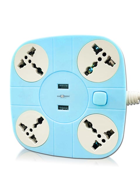 Pick Ur Needs Extension/Cord/Board/Switch/Power Strip with 2 USB Charging Ports and 4 Socket - 10 Amp Heavy Duty for Multiple Devices Smartphone Tablet Laptop