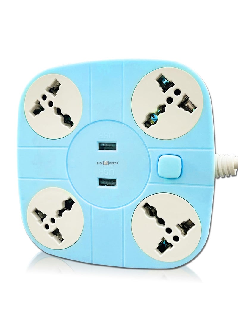 Pick Ur Needs Pick Ur Needs Extension/Cord/Board/Switch/Power Strip with 2 USB Charging Ports and 4 Socket - 10 Amp Heavy Duty for Multiple Devices Smartphone Tablet Laptop  - Image 1