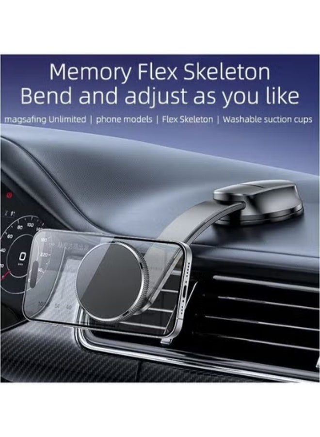 TIGER Magnetic Phone Holder with Bendable Arm | 360° Adjustable Car Mount | Strong Reusable Suction Cup for Dashboard & Windshield | Universal Mobile Stand for Smartphones - Image 2