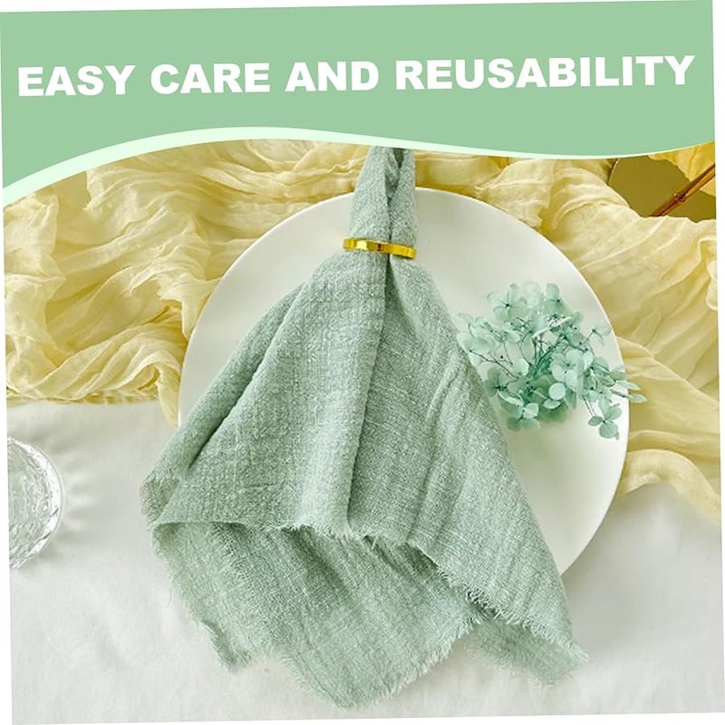 مناديل السفرة القطنية باللون الأخضر المريمية مقاس 12×12 بوصة قابلة للغسيل وإعادة الاستخدام مجموعة 50 قطعة - Image 5