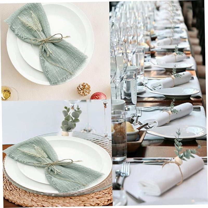 مناديل السفرة القطنية باللون الأخضر المريمية مقاس 12×12 بوصة قابلة للغسيل وإعادة الاستخدام مجموعة 50 قطعة - Image 3