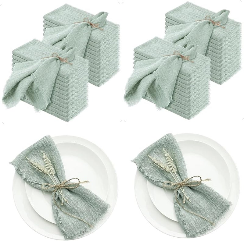 مناديل السفرة القطنية باللون الأخضر المريمية مقاس 12×12 بوصة قابلة للغسيل وإعادة الاستخدام مجموعة 50 قطعة - Image 1